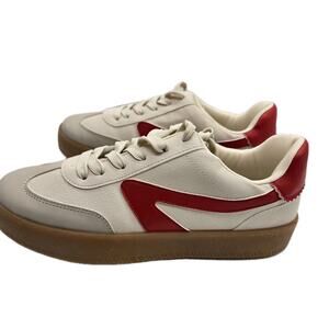Dolce Vita Russo Retro Style Sneakers Womens Sz 9.5 White Red Swoosh Comfort NEW